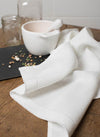 Linen Tea Towels Snow White with White Stitch