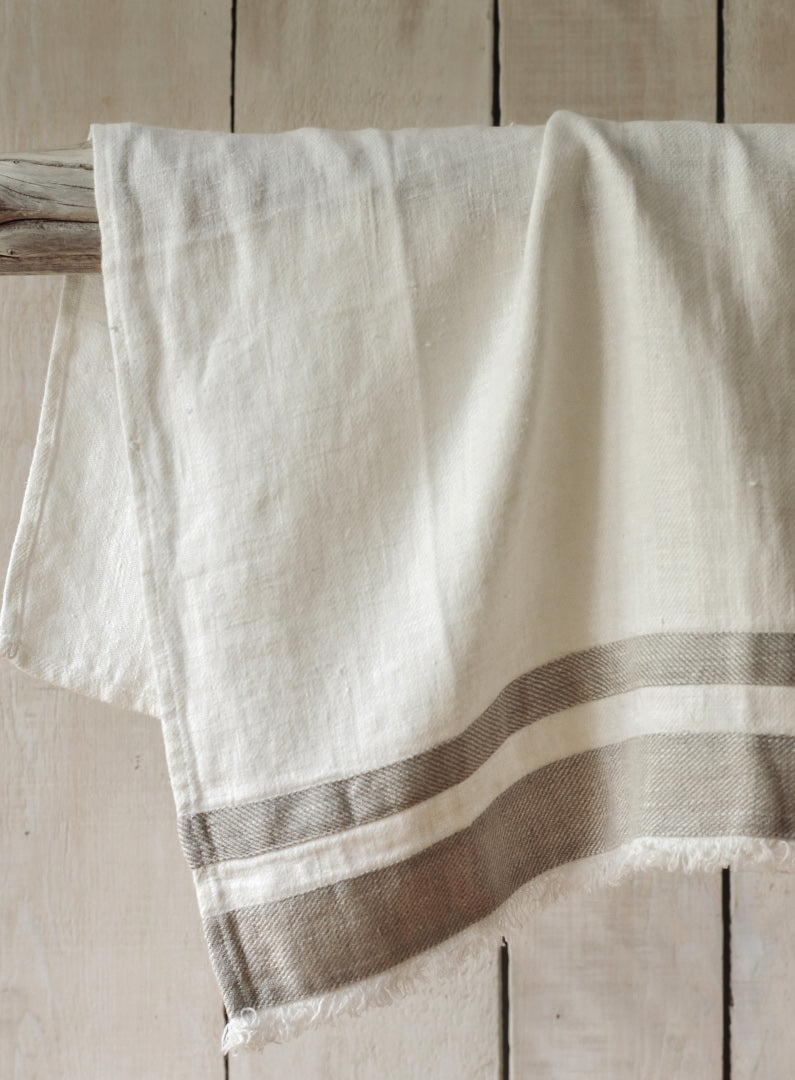 Linen Tea Towel | Brown Stripe