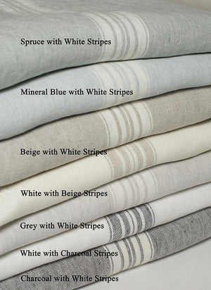 Linen Throw White with Charcoal Stripes