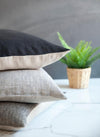 Linen Pillow Cover Black and Natural