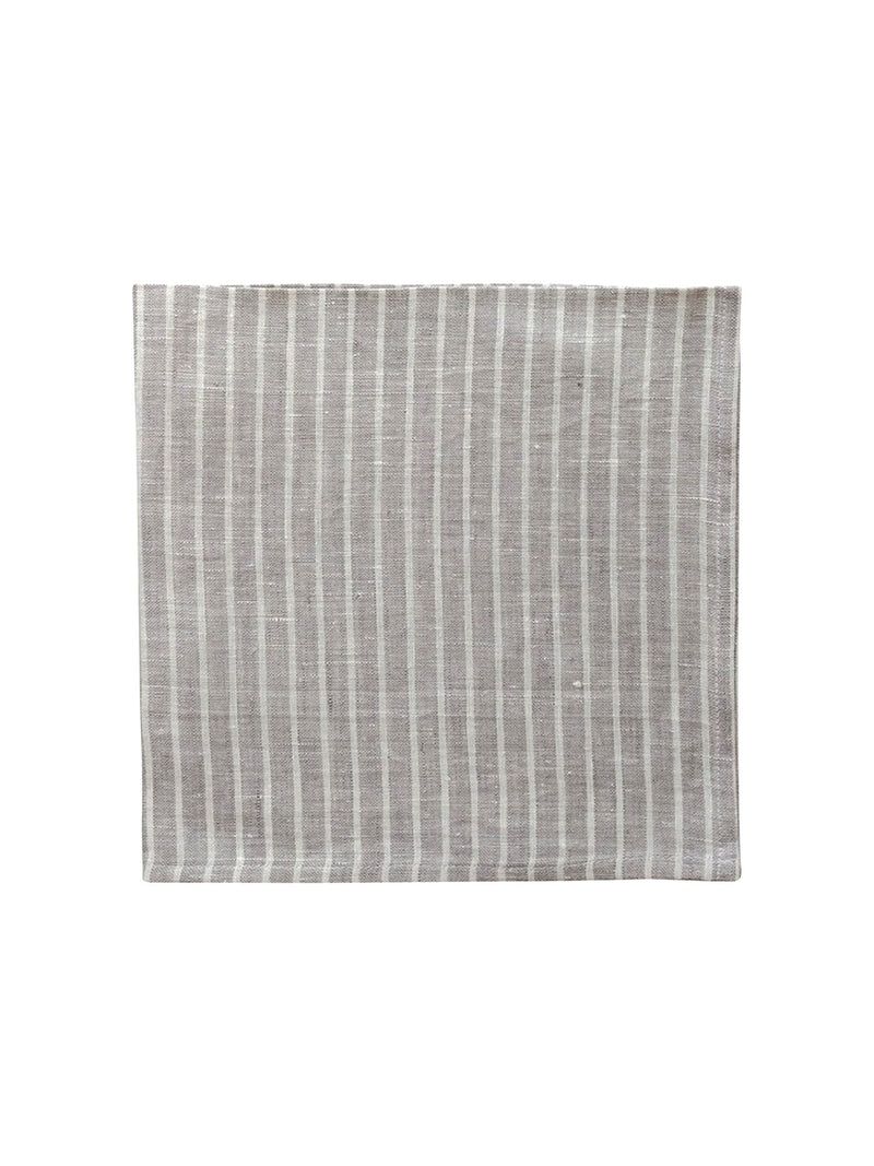 Linen Napkin Smoke with Ivory Stripes