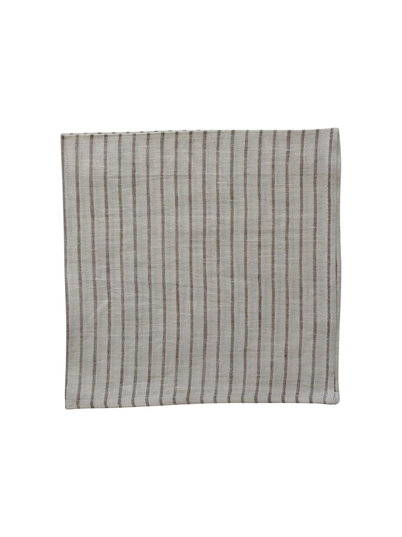 Linen Napkin Ivory with Taupe Stripes