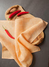 Linen Tea Towels Apricot with Yellow Stripes