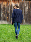 Poncho with crew neck Navy