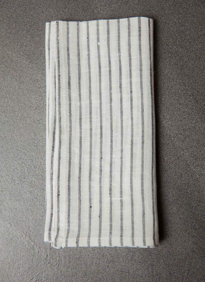 Linen Napkin White with Graphite Stripes