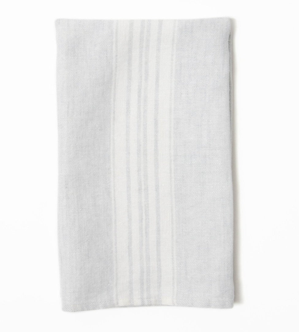 Linen Hand Towels Grey with White Stripes