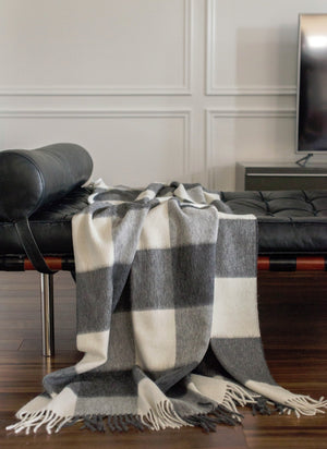 Alpaca Wool Throw Ivory/Lava