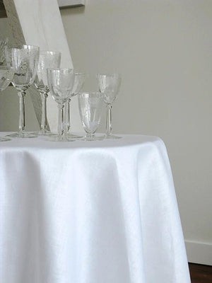 Linen Round Tablecloth White