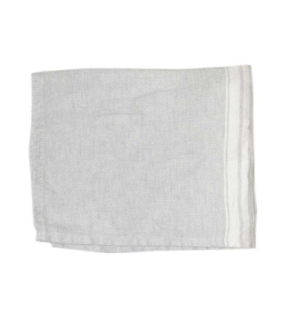 Linen Washcloth Grey with White Stripes