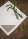 Linen Napkin White with Natural Corner Detail