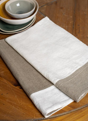 Linen Tea Towel White with Natural