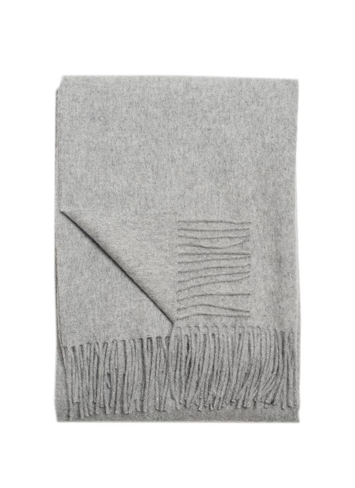 Alpaca & Wool Throw Light Grey