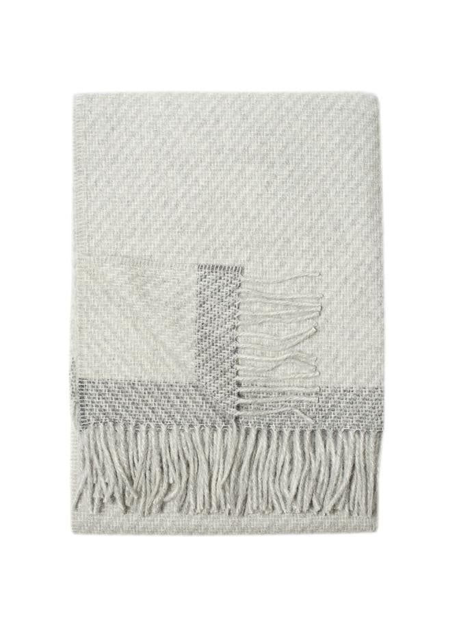 Alpaca & Wool Throw Light Grey/Charcoal Stripe