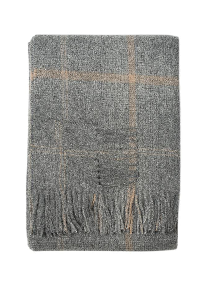 Alpaca & Wool Throw Charcoal/Tan Checks