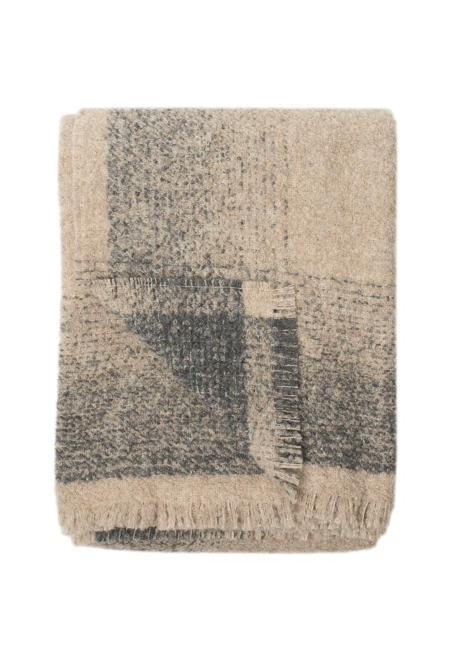 Alpaca Throw in Oatmeal & Charcoal