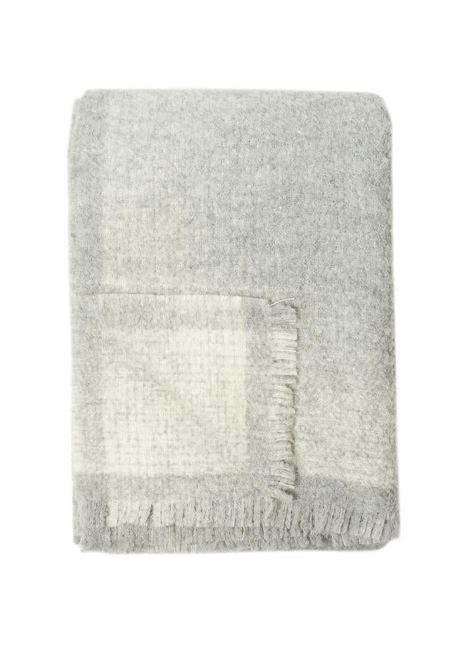 Alpaca Throw in Light Grey & Ivory