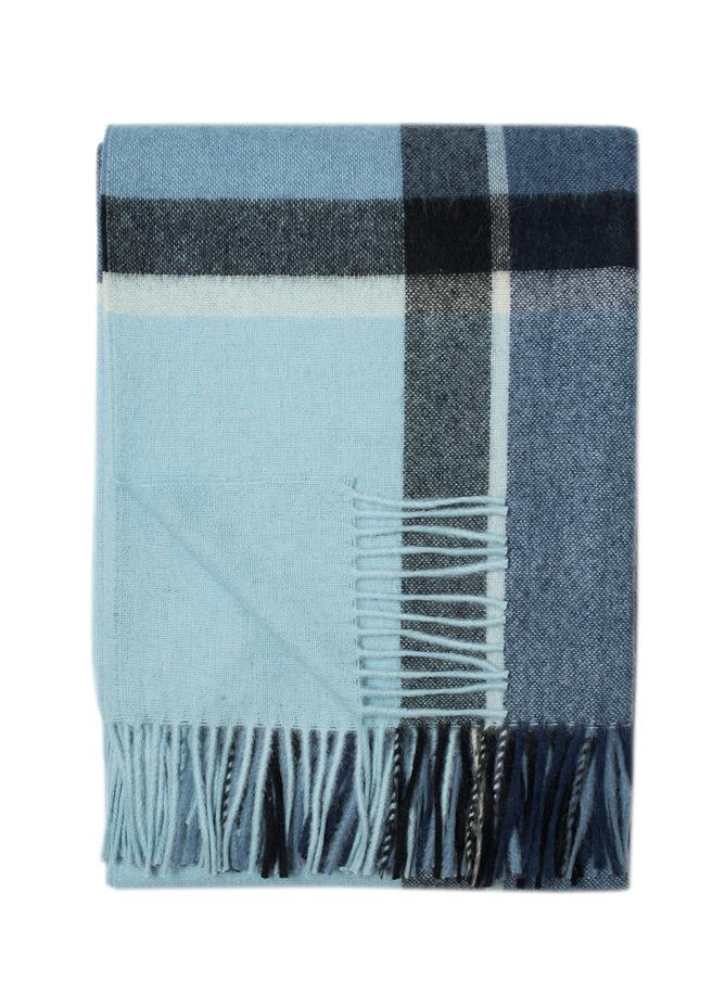 Alpaca & Wool Throw in Blue Plaid