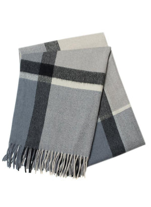 Alpaca & Wool Throw in Grey  Plaid