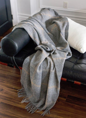 Alpaca & Wool Throw Charcoal/Tan Checks