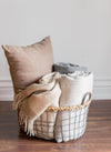 Alpaca & Wool Throw Light Grey/Charcoal Stripe