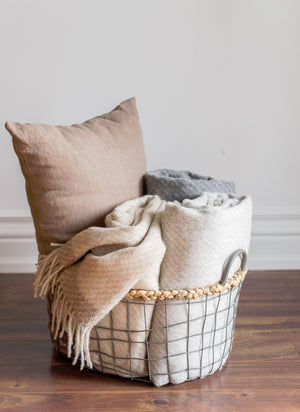 Alpaca & Wool Throw Light Grey/Charcoal Stripe