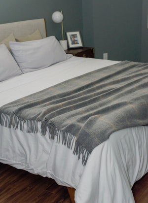Alpaca & Wool Throw Charcoal/Tan Checks