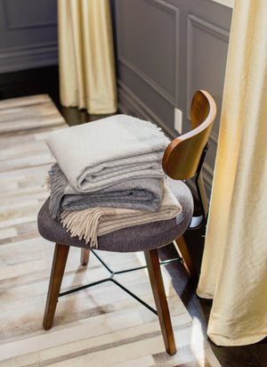 Alpaca & Wool Throw Light Grey/Charcoal Stripe
