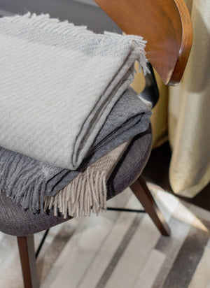 Alpaca & Wool Throw Light Grey/Charcoal Stripe