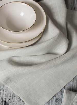 Linen Napkin Pearl Grey with White