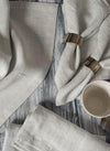 Linen Napkin Pearl Grey with White