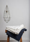 Linen Throw with Fringes Rustic White