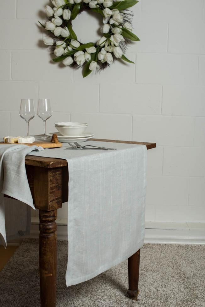 Buy Pearl Grey Solid Linen Table Runner Online - MG Maison – MG MAISON