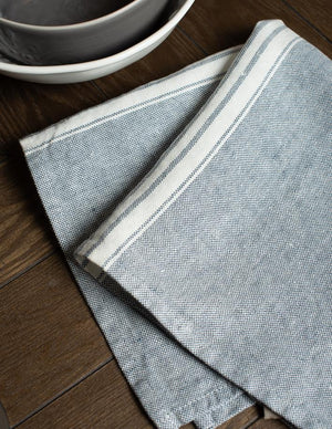 Linen Napkin Blue Mirage with White Stripes