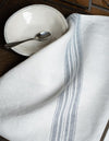Linen Napkin  White with Blue Mirage Stripes