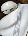 Linen Napkin  White with Blue Mirage Stripes