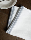 Linen Napkin  White with Blue Mirage Stripes