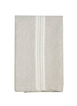 Linen Throw Beige with White Stripes