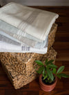 Linen Throw Mineral Blue with White Stripes