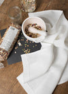 Linen Tea Towels Snow White with White Stitch