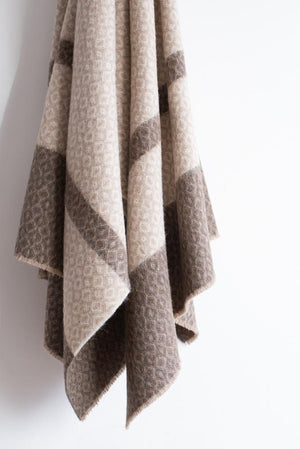 Alpaca Striped Patterned Throw in Oatmeal & Brown