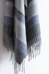 Alpaca & Wool Throw Grey with Green & Blue Stripes