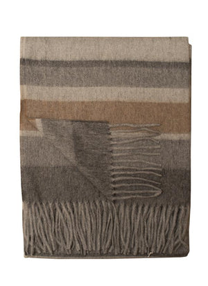Alpaca & Wool Throw Ash and Tan Stripes