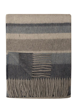 Alpaca & Wool Throw Blueberry and Grey Stripes