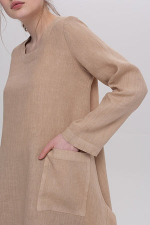 Madelyn Tunic with Long Sleeves Camel