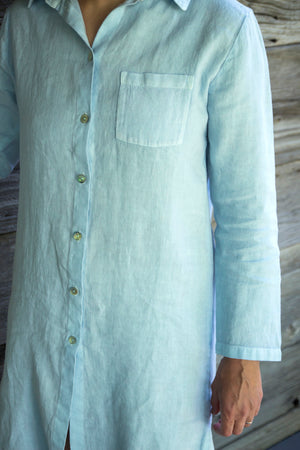 Charlotte Long Sleeved Shirt Dress, Light Blue