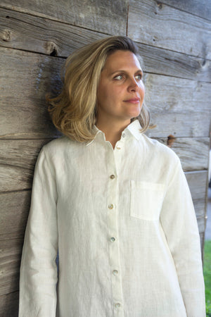 Charlotte Long Sleeved Shirt Dress, White