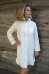 Charlotte Long Sleeved Shirt Dress, White