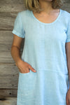 Caroline Light Blue Short Sleeved Dress