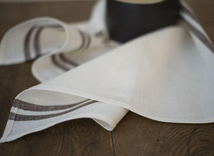 Linen Tea Towels White with Chocolate Stripes