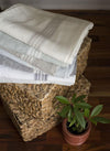 Linen Throw White with Charcoal Stripes